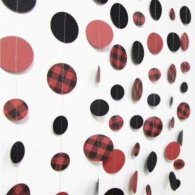 Κόκκινο μαύρο χριστουγεννιάτικο πάρτι Διακοσμήσεις πανό Buffalo καρό πουά Γιρλάντες Χάρτινες Τρίγωνες Σημαίες Streamers Χριστουγεννιάτικα ντεκό