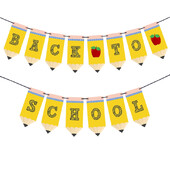 Vissza az iskolába Ceruza zászló, első iskolai nap zászló, Vissza az iskolába zászló, tantermi dekorációs kellékek