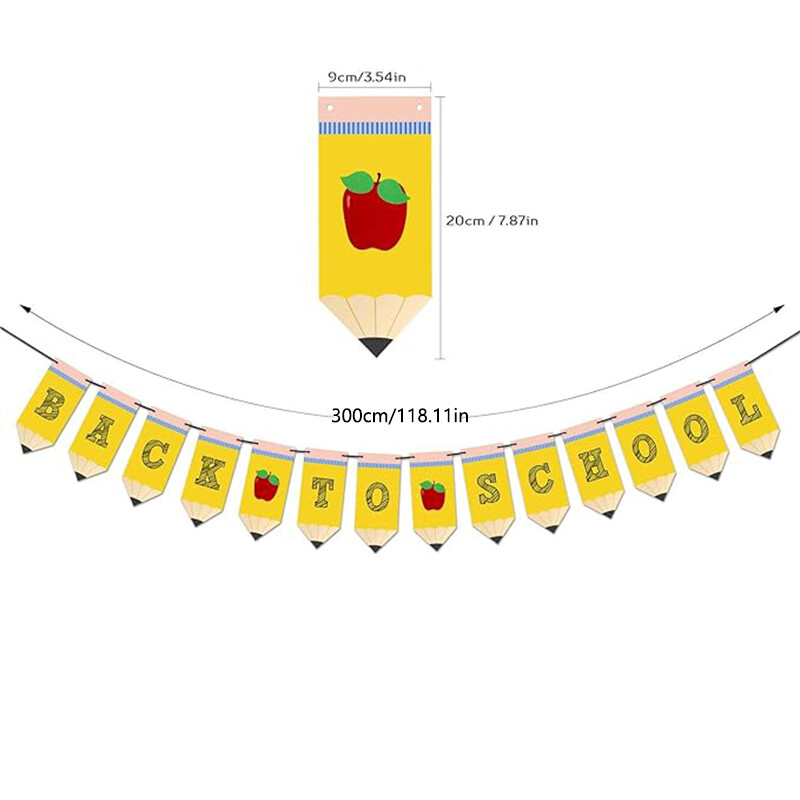 Vissza az iskolába Ceruza zászló, első iskolai nap zászló, Vissza az iskolába zászló, tantermi dekorációs kellékek