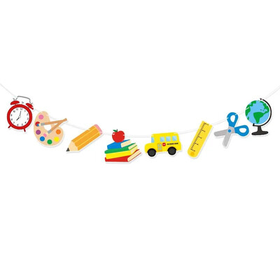 Vissza az iskolába, évad téma szalaghirdetés Üdvözöljük Vissza az iskolába Apple fali függőfüzér osztálytermi dekorációhoz