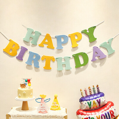 ins Baby Girl Pink Purpura Neausti Daudz laimes dzimšanas dienā Garland Aimal Party Zaļš Zils Burts Reklāmkarogs Dzimšanas dienas Fotorekvizīti