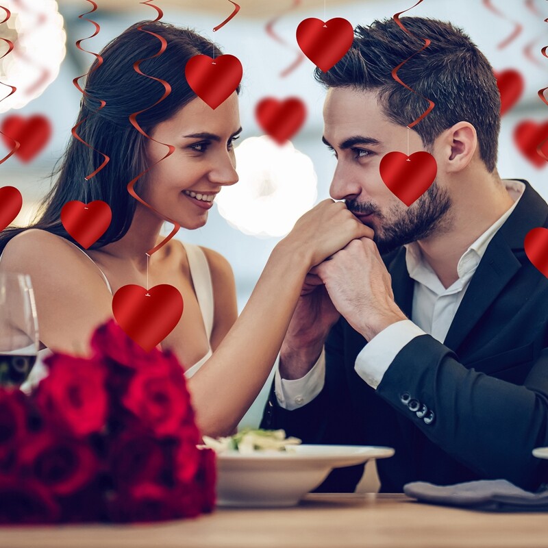 30db piros/fehér évfordulós szív szerelmes spirál örvény függő füzér léggömb szívószálak Valentin napi esküvői parti dekorációhoz