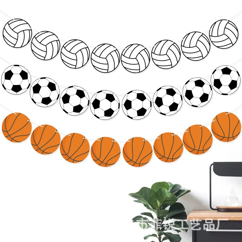 Sport téma Labdák Papírfüzérek Röplabda Labdarúgás Rögbi Kosárlabda Baseball Banner Sport Fiú Boldog Születésnapot Party Kellékek