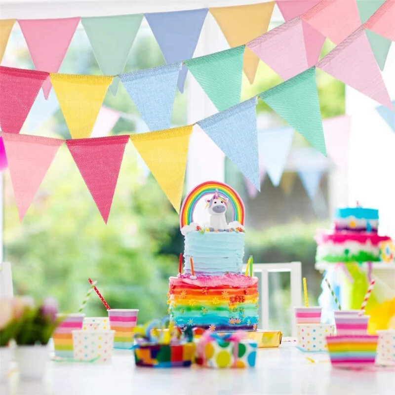 4M színes juta vászon zászló zászlós születésnapi sármány zászló falra függeszthető esküvői transzparens party girland Baby First Birthday Deco