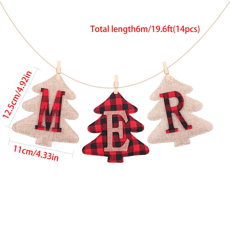 6M Merry Christmas Banner Party γιρλάντα λινάτσα Πανό δέντρο με τσόχα Πρωτοχρονιάτικο σκηνικό με κόκκινη σημαία Χριστουγεννιάτικη διακόσμηση Χριστουγεννιάτικη διακόσμηση