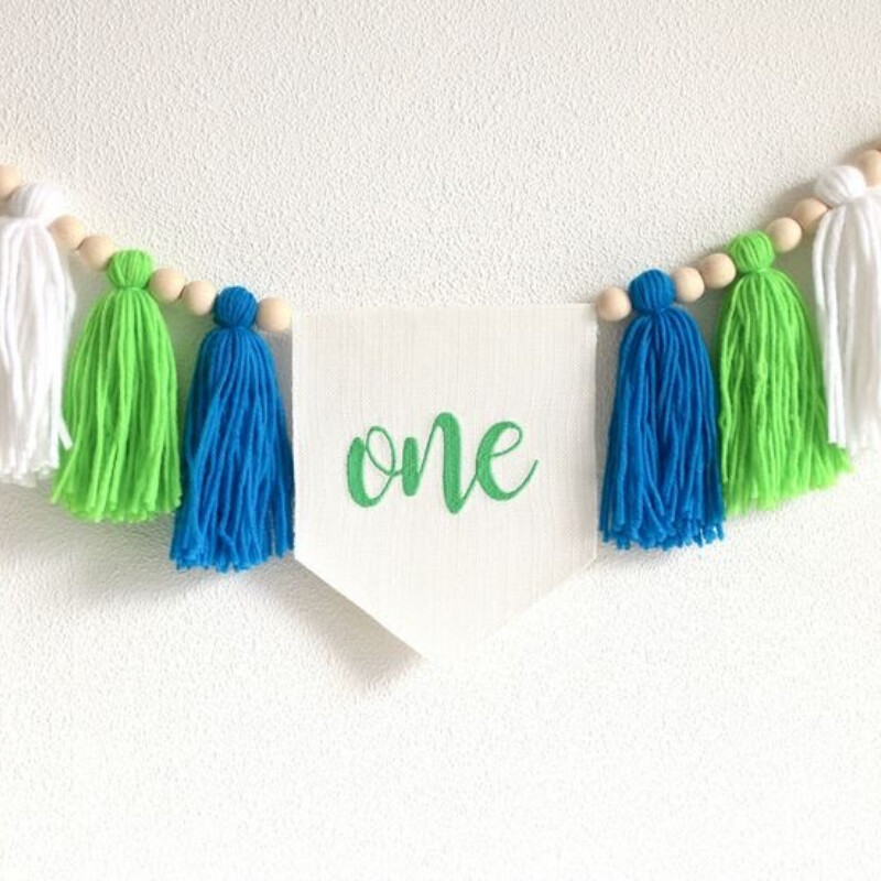 1 DB INS Baby Shower ONE Etetőszék transzparens fiú lány 1. gyerek születésnapjára, kézzel készített fagyöngy füzér gyapjú háttérdíszek