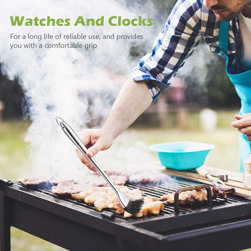 Silikoninis kepsninės šepetėlis iš nerūdijančio plieno rankenos konditerijos šepetys be BPA kepsnių kalakutienos aliejaus šepetys virtuvės medaus sviesto šepečiai