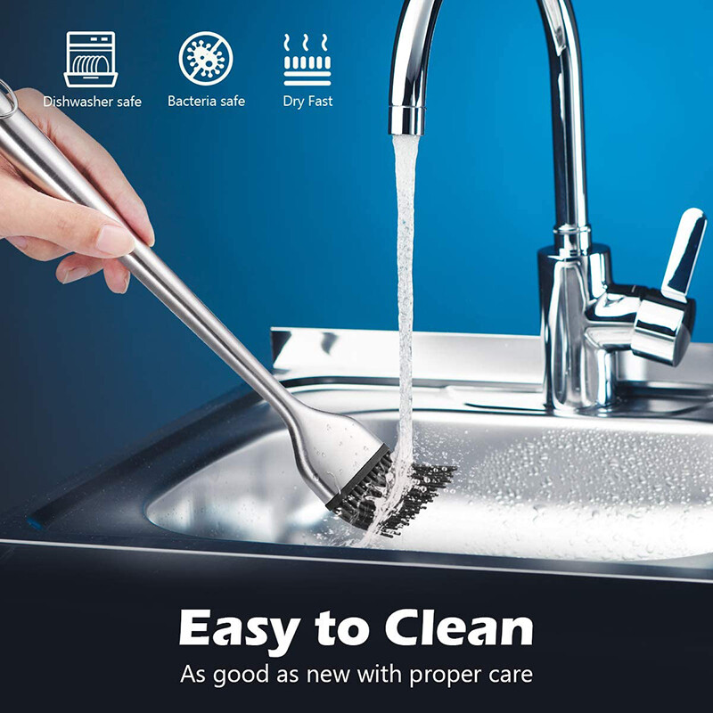 Silikoninis kepsninės šepetėlis iš nerūdijančio plieno rankenos konditerijos šepetys be BPA kepsnių kalakutienos aliejaus šepetys virtuvės medaus sviesto šepečiai