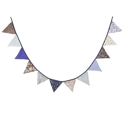 Új, 12 zászló – 3,2 M pamut etnikai virágszövet transzparensek Vintage sármány baba zuhanyfüzér kerti esküvői parti dekoráció