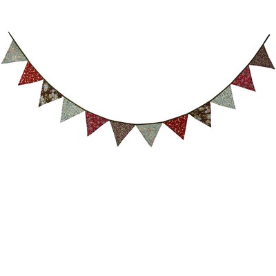 Új, 12 zászló – 3,2 M pamut etnikai virágszövet transzparensek Vintage sármány baba zuhanyfüzér kerti esküvői parti dekoráció