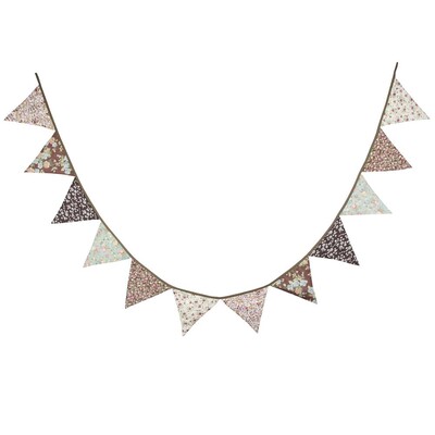 Új, 12 zászló – 3,2 M pamut etnikai virágszövet transzparensek Vintage sármány baba zuhanyfüzér kerti esküvői parti dekoráció