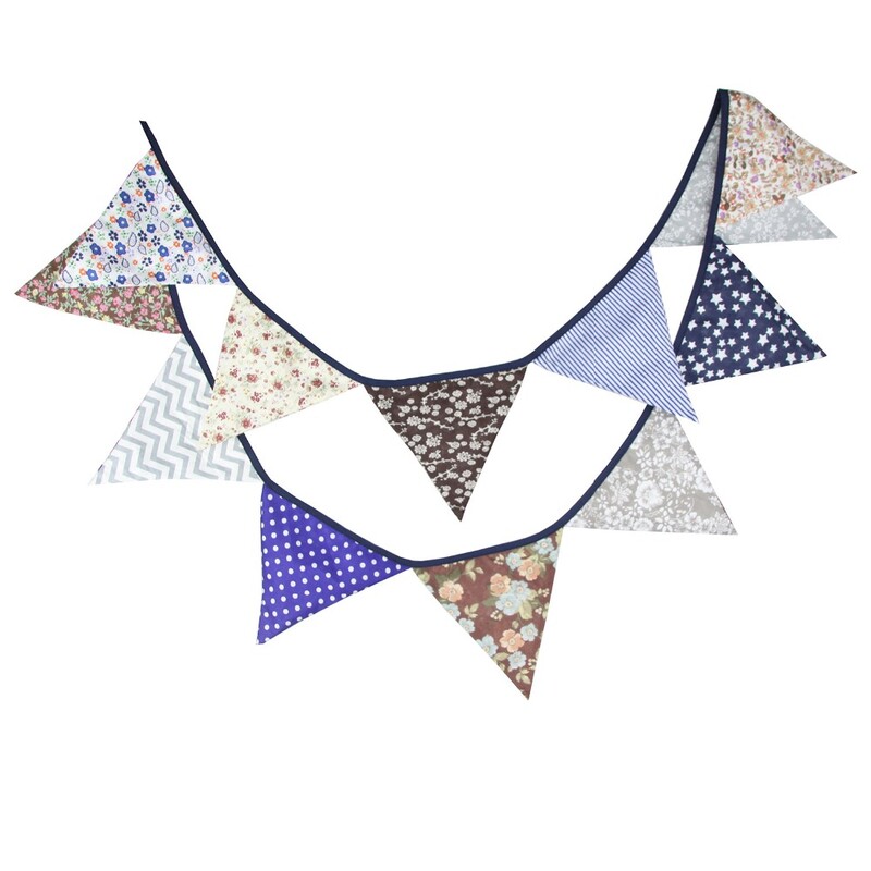 Új, 12 zászló – 3,2 M pamut etnikai virágszövet transzparensek Vintage sármány baba zuhanyfüzér kerti esküvői parti dekoráció