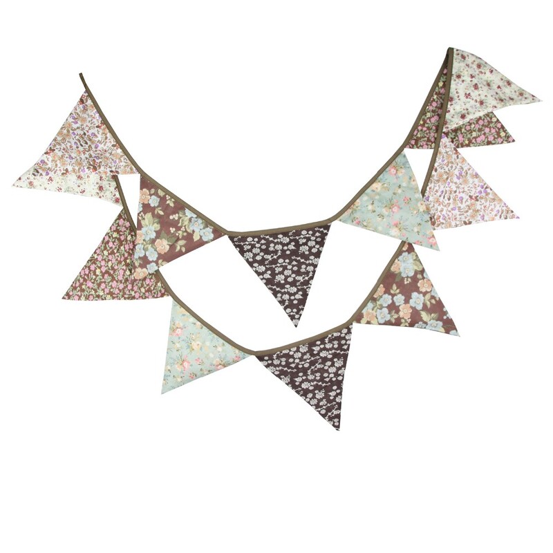 Új, 12 zászló – 3,2 M pamut etnikai virágszövet transzparensek Vintage sármány baba zuhanyfüzér kerti esküvői parti dekoráció