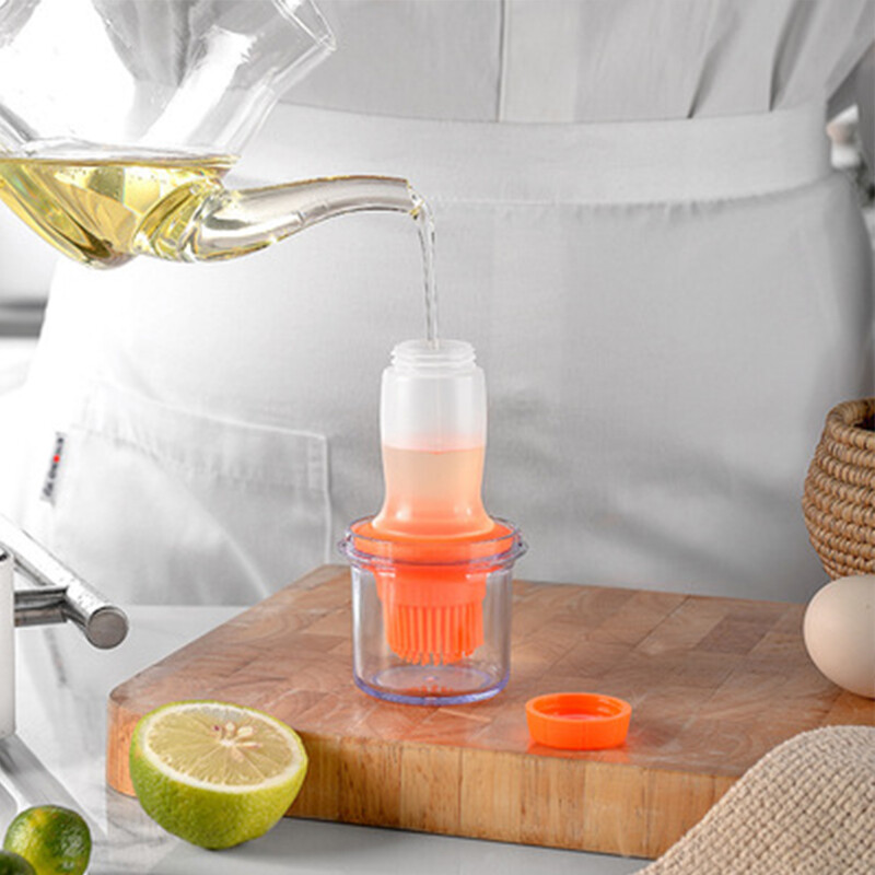 Nešiojamas silikoninis aliejaus butelis konditerijos šepetėlis prieskonių padažas, stiklainis duonos salotos, aliejaus šepetėliai, kepsninės kepimo šepetys virtuvės kepimo įrankis