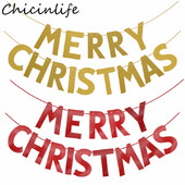 Chicinlife 1Set Arany Boldog Karácsonyt Banner Karácsonyi Party Kandalló Zászlók Otthon Karácsonyi sármány füzér szilveszteri kellékek