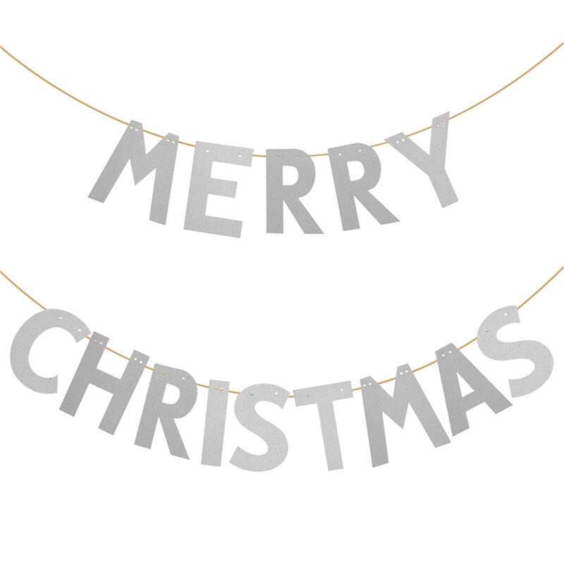 Chicinlife 1Set Arany Boldog Karácsonyt Banner Karácsonyi Party Kandalló Zászlók Otthon Karácsonyi sármány füzér szilveszteri kellékek