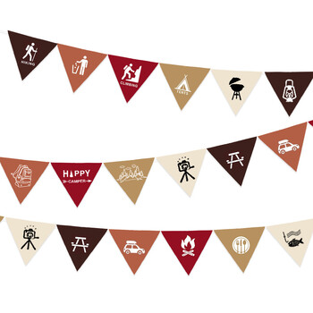 HAPPY CAMPER Garland Camping Birthday Party Supplies Wlcome Camp Flag Outdoor Party Banner Adventure Hanging