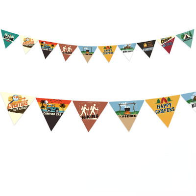 HAPPY CAMPER Garland Camping Birthday Party Supplies Wlcome Camp Flag Outdoor Party Banner Adventure Hanging