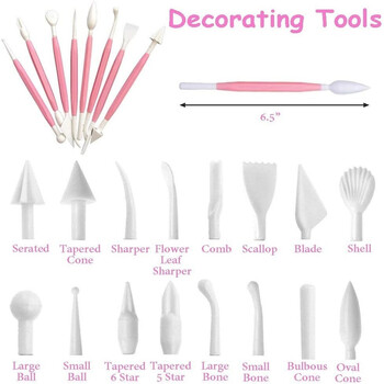 13 PCS Скрепер за фондан Icing Smoother Rolling Pin Trimmer Cutter Embosser Flower Scissor For Sugarcraf Cake Decorating Tool t