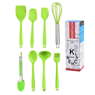 8vnt/komplektas Silikoninė kreminė mentele grandiklis šaukštas aliejaus šepetys karščiui atsparios mentelės lankstūs virtuvės reikmenys kepimui.