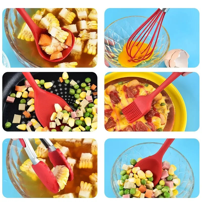 8vnt/komplektas Silikoninė kreminė mentele grandiklis šaukštas aliejaus šepetys karščiui atsparios mentelės lankstūs virtuvės reikmenys kepimui.