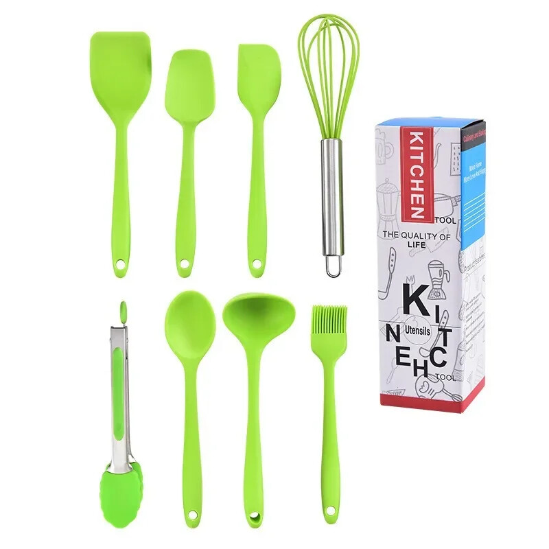 8vnt/komplektas Silikoninė kreminė mentele grandiklis šaukštas aliejaus šepetys karščiui atsparios mentelės lankstūs virtuvės reikmenys kepimui.