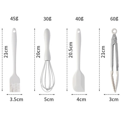 4vnt Maistinio kiaušinių plaktuvo mini maisto spaustukas silikoninis mini kepimo įrankis Mini kepimo grandiklis aliejaus teptukas virtuvės reikmenų gaminimo įrankių rinkinys