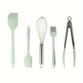 Kepimo įrankiai 5 dalių kepimo reikmenys, silikoniniai mentelių rinkinys Nelipnus ir karščiui atsparus kepimo indų rinkinys