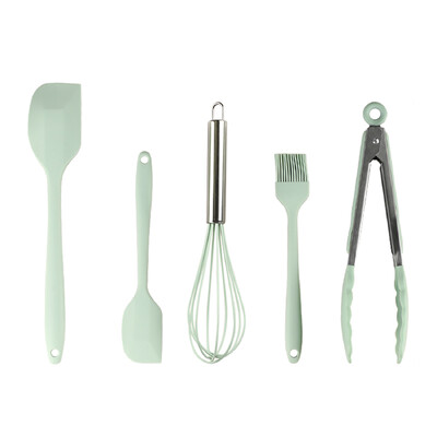 Kepimo įrankiai 5 dalių kepimo reikmenys, silikoniniai mentelių rinkinys Nelipnus ir karščiui atsparus kepimo indų rinkinys