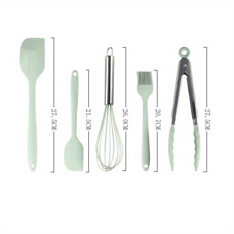 Kepimo įrankiai 5 dalių kepimo reikmenys, silikoniniai mentelių rinkinys Nelipnus ir karščiui atsparus kepimo indų rinkinys