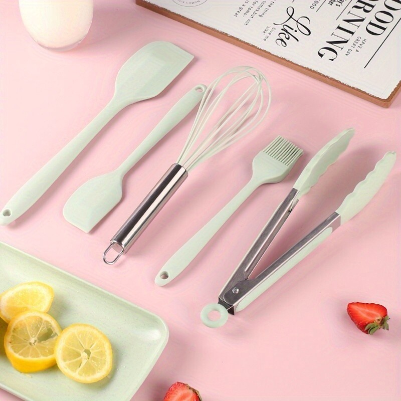 Kepimo įrankiai 5 dalių kepimo reikmenys, silikoniniai mentelių rinkinys Nelipnus ir karščiui atsparus kepimo indų rinkinys