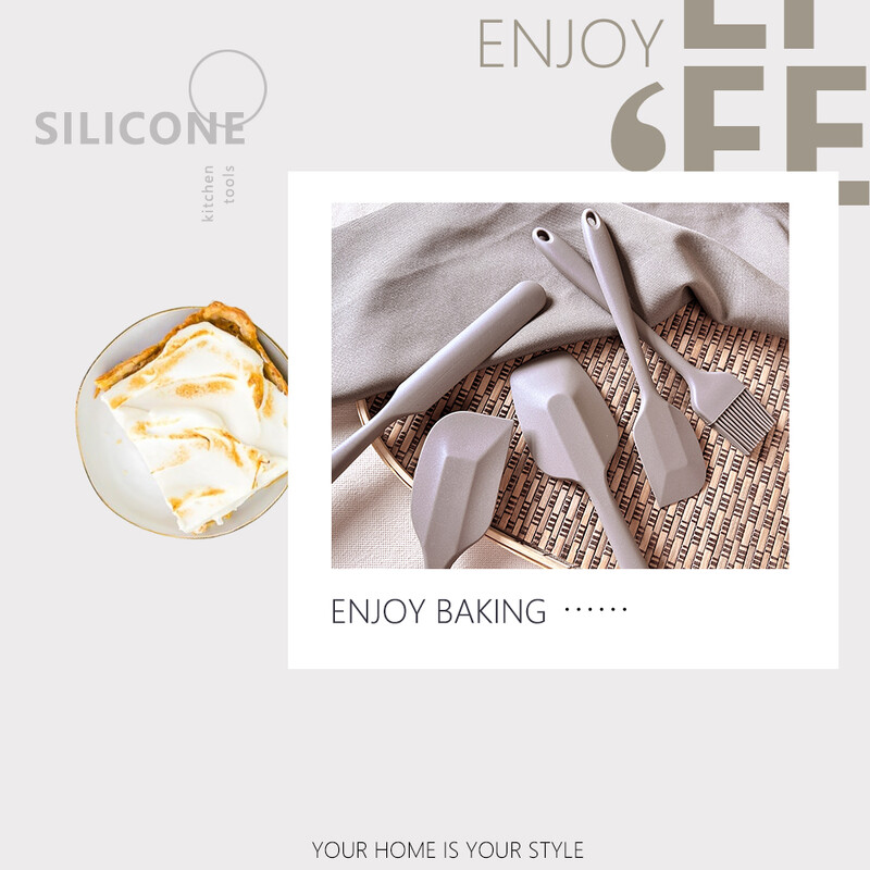 Naujas vientisas aukštos temperatūros maistinis silikoninis mentele kepimo maišymo įrankių rinkinys kreminis mentelė blynų kepimo skardos aliejaus teptukas