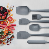 Silikona cepšanas trauks, karstumizturīgs bezšuvju lāpstiņa karotes izkliedētāja birstīte 6 gab. komplekts sajaukšanai, skrāpēšana.