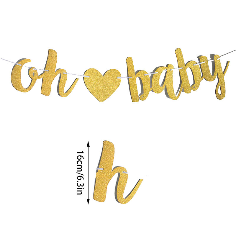 Το Gold Glitter Oh Baby Baby Shower Banner με καρδιά για baby shower φύλο αποκαλύπτει διακοσμητικά πάρτι