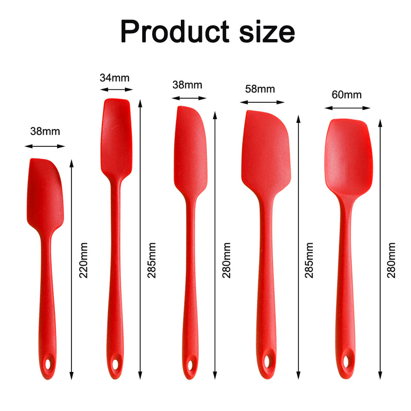 5 vnt maistinio silikoninio kreminio kastuvo rinkinys, karščiui atsparus, nelipnus tešlos semtuvas, skirtas tortų formavimui, kepimui. Virtuvės gaminimo įrankis