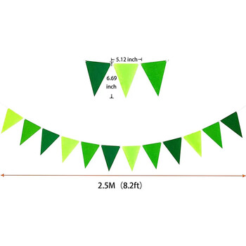 Πράσινο σαφάρι ζούγκλα Γενέθλια Τροπικό πάρτι Felt Bunting Banner Τρίγωνες σημαίες κρεμαστά ύφασμα σημαιοφόρος γιρλάντα Διακοσμήσεις κήπου