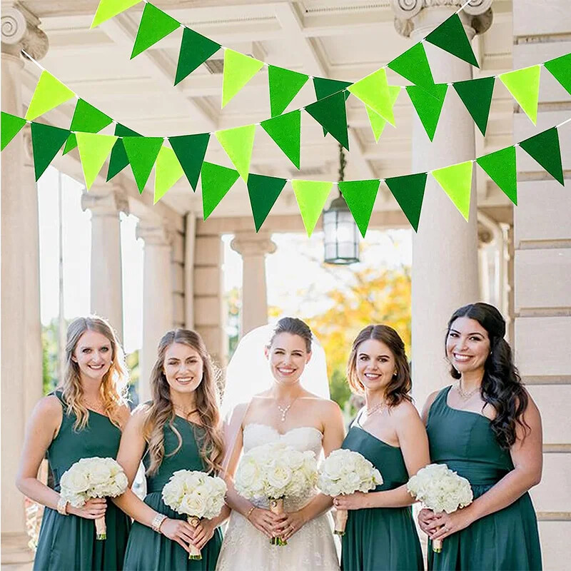 Zöld szafari dzsungel születésnapi trópusi parti Filc sármány zászlók háromszög zászlók Függő szövet Füzér zászlós kerti díszek