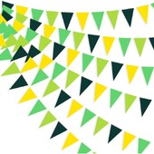 Sárga-zöld dinoszaurusz-díszek Háromszög zászlós zászlók Függő papírsármány nyári vad születésnapi parti zászlókhoz