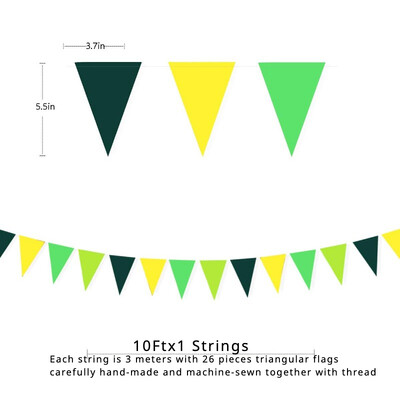 Sárga-zöld dinoszaurusz-díszek Háromszög zászlós zászlók Függő papírsármány nyári vad születésnapi parti zászlókhoz
