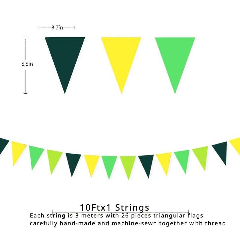 Sárga-zöld dinoszaurusz-díszek Háromszög zászlós zászlók Függő papírsármány nyári vad születésnapi parti zászlókhoz