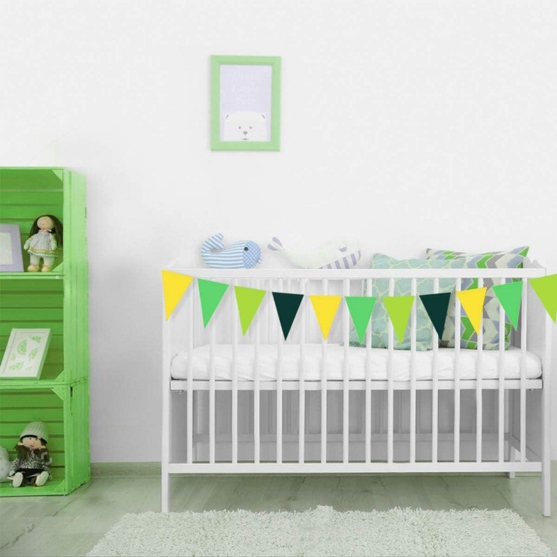 Sárga-zöld dinoszaurusz-díszek Háromszög zászlós zászlók Függő papírsármány nyári vad születésnapi parti zászlókhoz