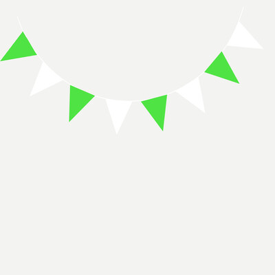 Tömör zöld zászlós zászlók Zászlók füzérek, barkácsolt sármány zászlók, buli díszek az ünnepélyes megnyitóra, gyerekek születésnapja, ünnepi események