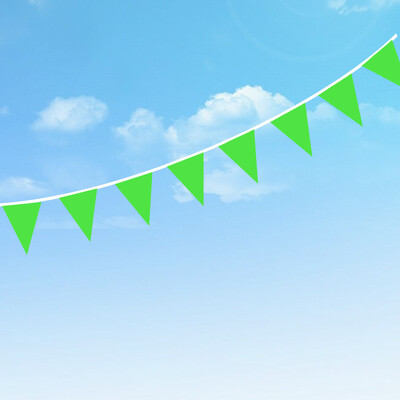 Tömör zöld zászlós zászlók Zászlók füzérek, barkácsolt sármány zászlók, buli díszek az ünnepélyes megnyitóra, gyerekek születésnapja, ünnepi események