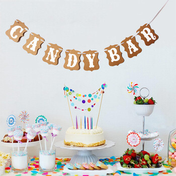 Candy Bar Party Banner Δεξίωση Γάμου Μπουφέ Διακόσμηση Φωτογραφίας Banner Prop