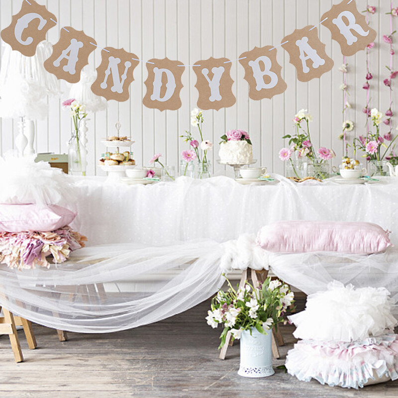 Candy Bar Party Banner Δεξίωση Γάμου Μπουφέ Διακόσμηση Φωτογραφίας Banner Prop