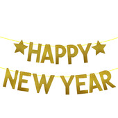1Szett arany Boldog új évet 2025-ös szalaghirdetés újévi buli ünnepi sármány füzér évfordulója otthoni karácsonyi dekorációs kellékek