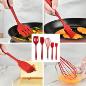 Penkių dalių silikoninis kepimo įrankių rinkinys, atsparus aukštai temperatūrai dideli ir maži sviesto grandikliai, alyvos šepetėlis kiaušinių plaktuvo nesandarus kastuvas