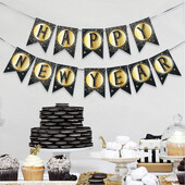 1 gb. Jaungada reklāmkarogs Dzimšanas dienas ballītes cirtas vītnes Mājas rotājumi 2025. gada papīra reklāmkaroga dekorēšana Laimīgu Jauno gadu piederumu reklāmkarogs