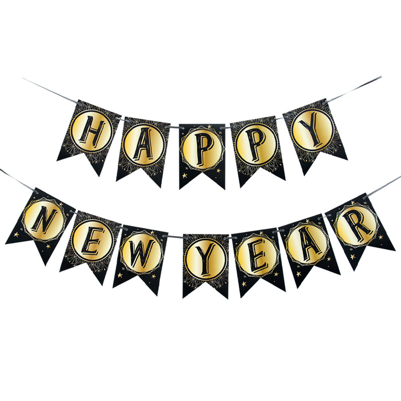 1 gb. Jaungada reklāmkarogs Dzimšanas dienas ballītes cirtas vītnes Mājas rotājumi 2025. gada papīra reklāmkaroga dekorēšana Laimīgu Jauno gadu piederumu reklāmkarogs