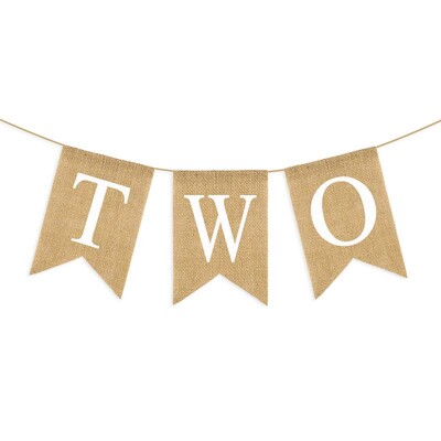 Baba második születésnapi széke Banner Zsákvászon KÉT Garland Fiú Lány Kétéves Születésnapi Party Dekoráció Kedvezmények Fotó Kellékek Kellékek